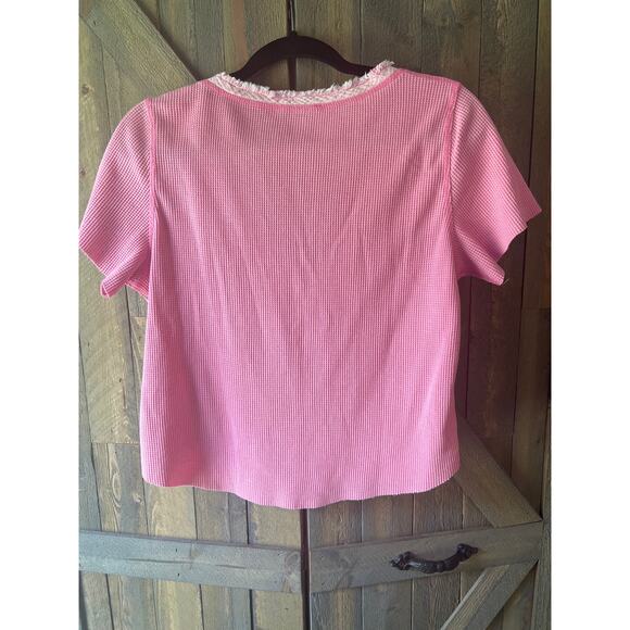 Promesa Waffle Knit Raw-Edge Henley Tee - Picture 5 of 7